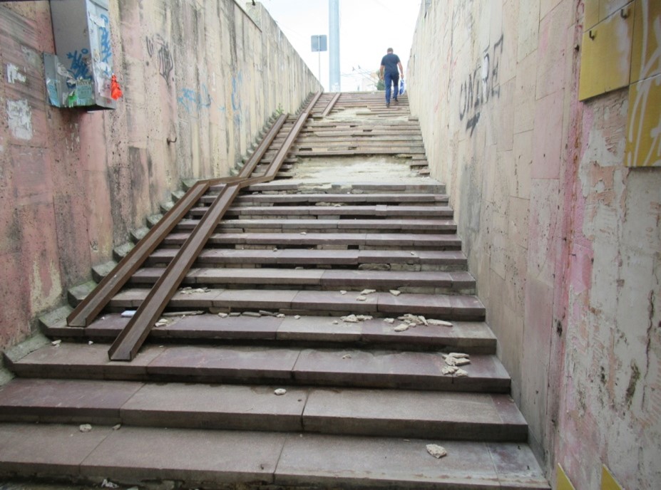 A photo of steps on an underpass